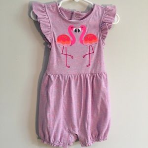 NWOT cat and jack flamingo romper. Size 18m